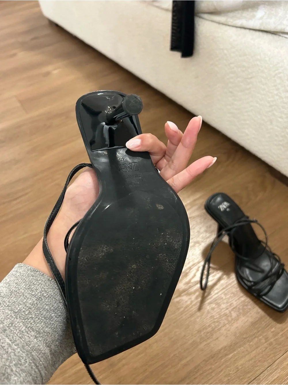 Zara Black Strappy Square-Toe Heeled Sandals - Picture 4 of 4